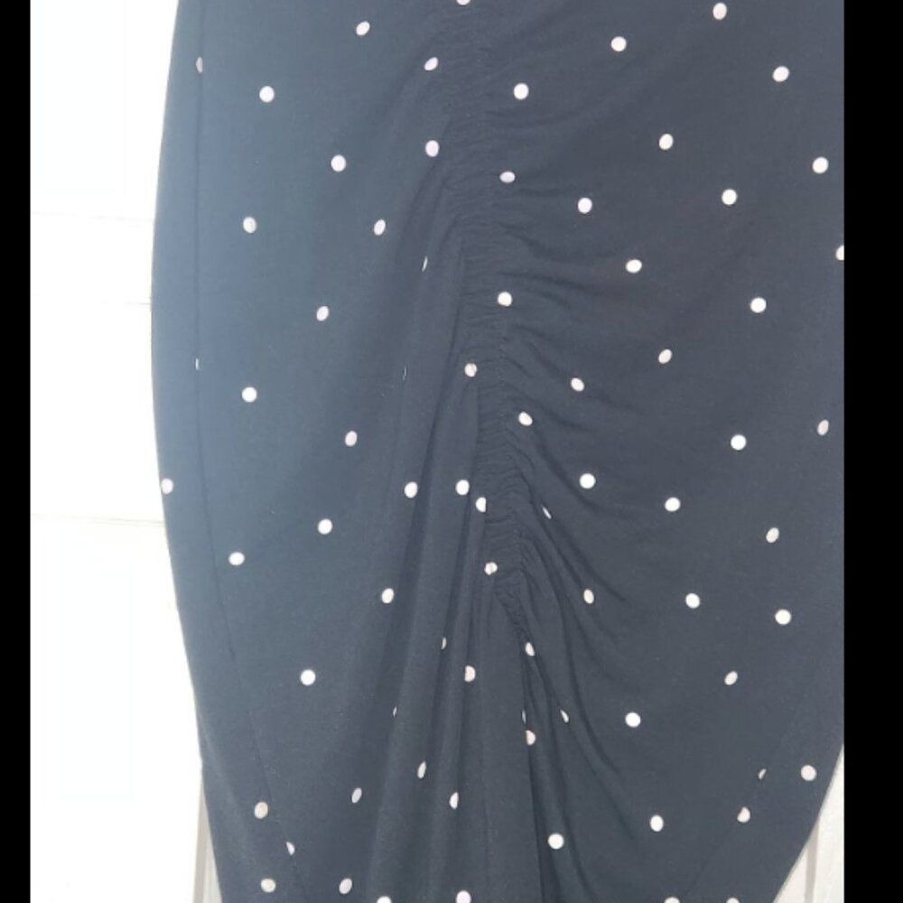 Black White Polka Dot Ruched Skirt Size S - Picture 5 of 8